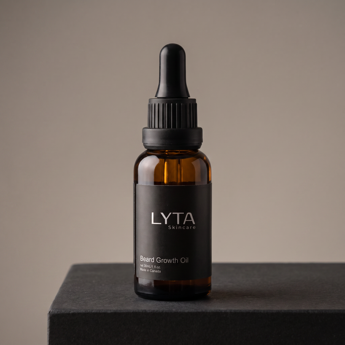 LYTA Hemp Infused Beard Growth Oil - Unscented, studio product photograph