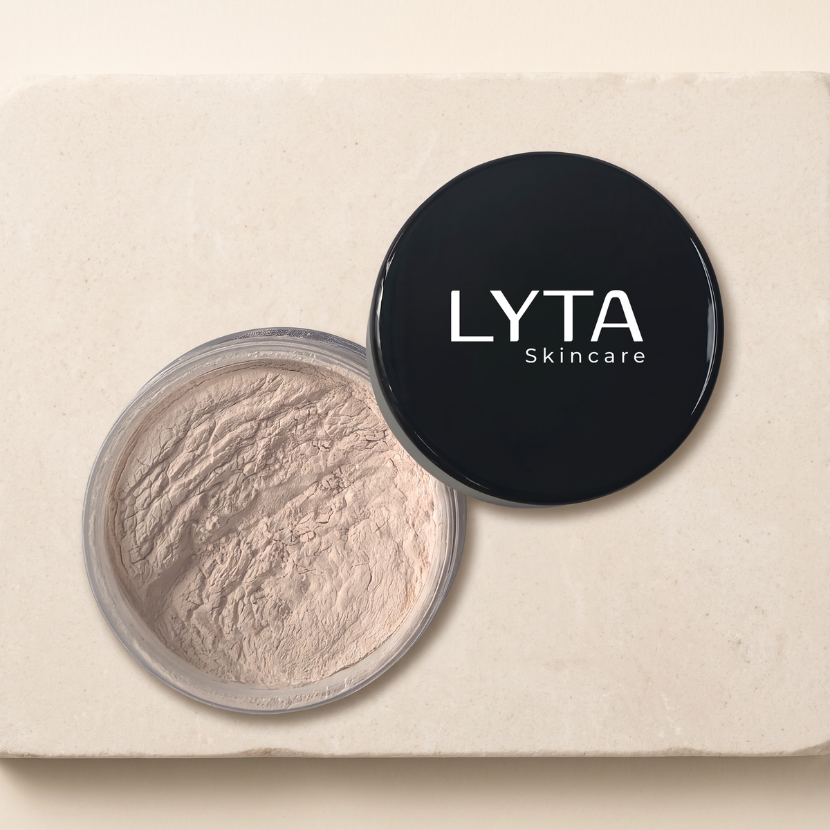 LYTA Finishing Powder, studio product photograph