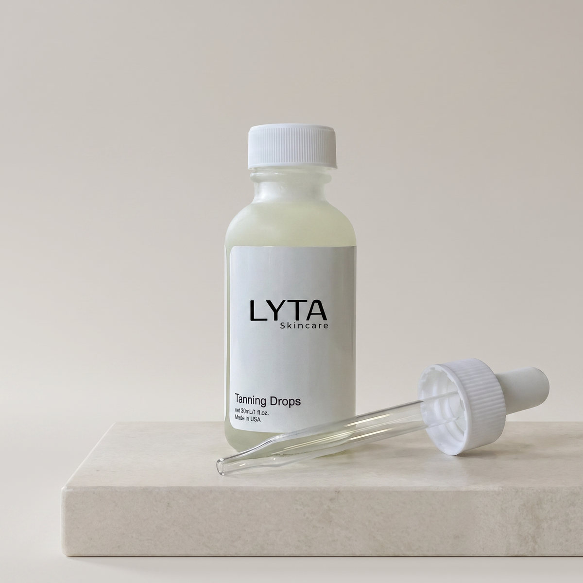 LYTA Tanning Drops, studio product photograph
