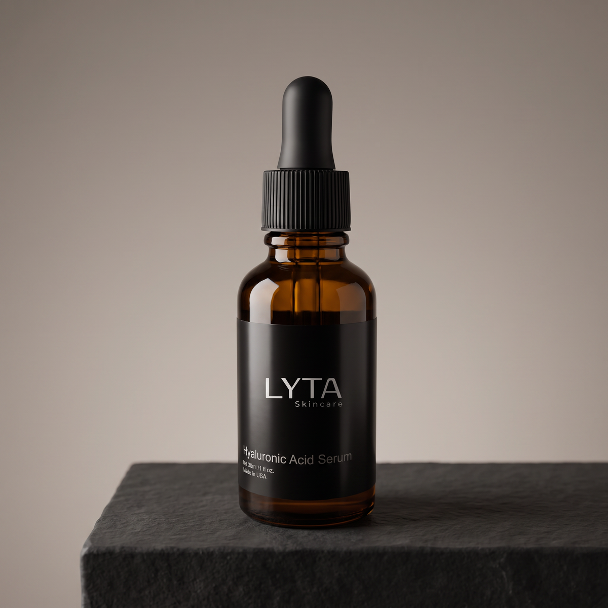 LYTA Hyaluronic Acid Serum, studio product photograph